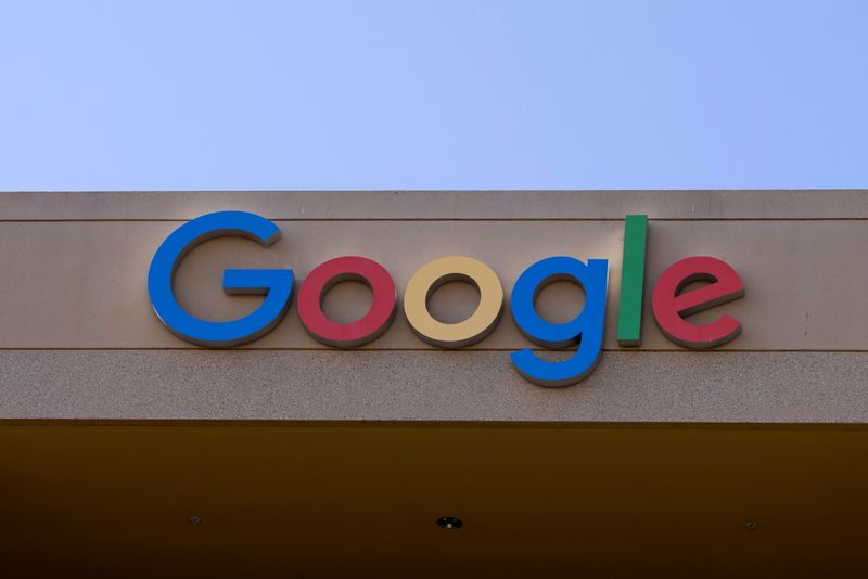 The Google sign is shown on one of  the