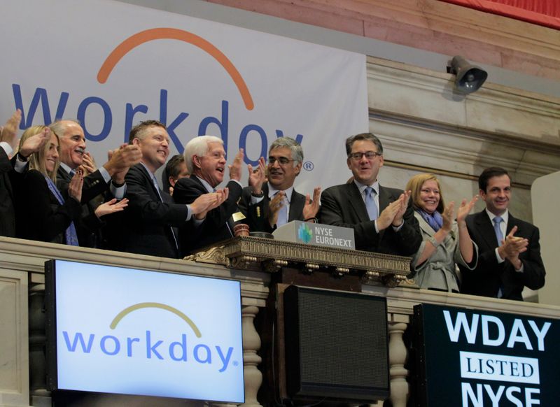 Workday Inc. Co-Founders Bhusri and Duffield ring the opening bell