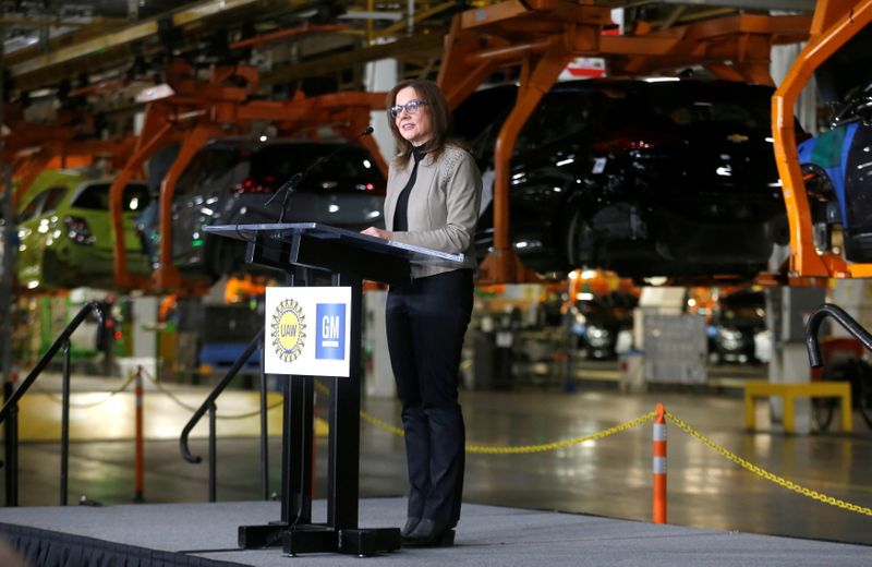 FILE PHOTO: General Motors Chief Executive Officer Mary Barra announces