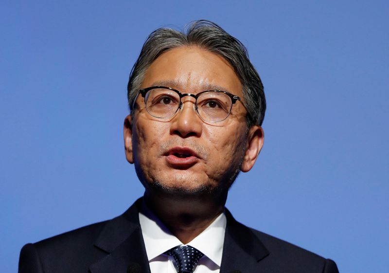 Honda Motor new CEO Toshihiro Mibe attends his inaugural news