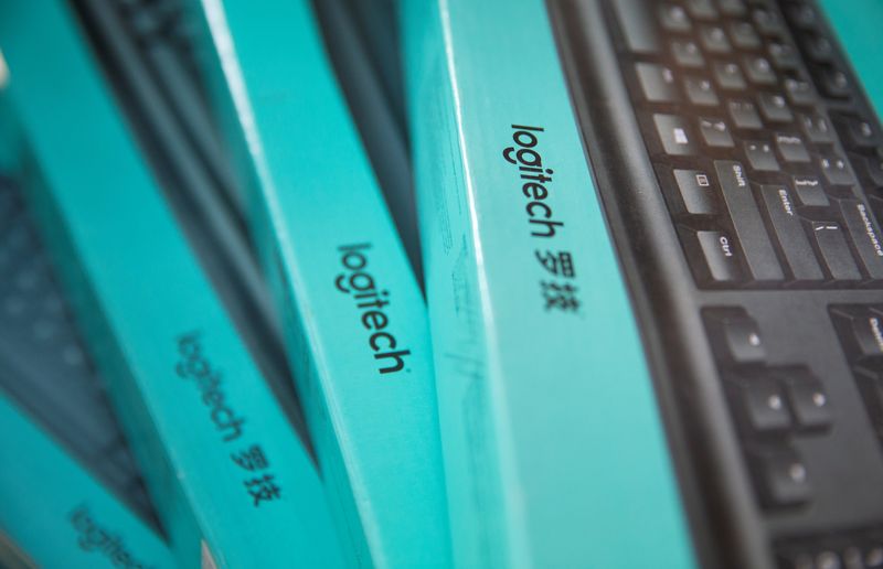 FILE PHOTO: Logitech keyboards are seen in the computer shop