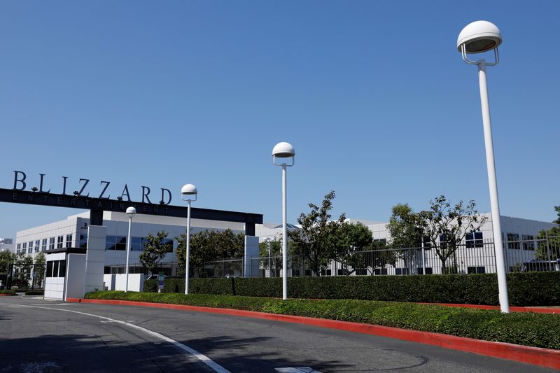 The entrance to the Activision Blizzard Inc. campus is shown