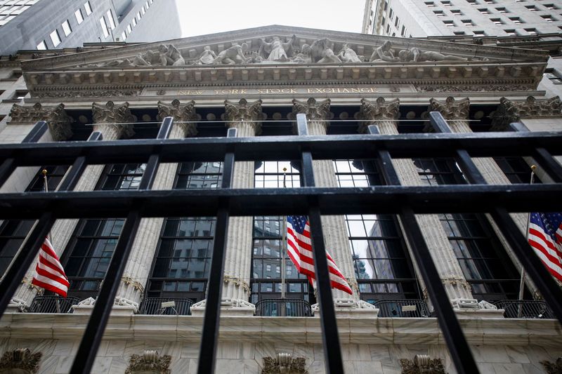 The front facade of the NYSE is seen in New