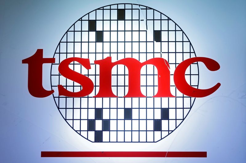 FILE PHOTO: The logo of Taiwan Semiconductor Manufacturing Company (TSMC)