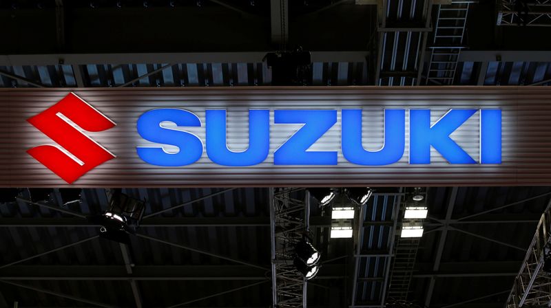The logo of Suzuki Motor Corp. is pictured at the