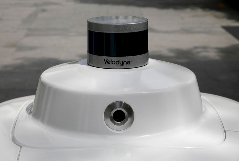 FILE PHOTO: A Velodyne Lidar unit is seen on Camello,