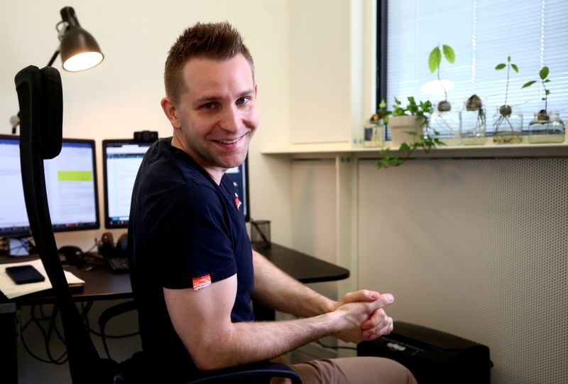 FILE PHOTO: Max Schrems sits in his office ahead of