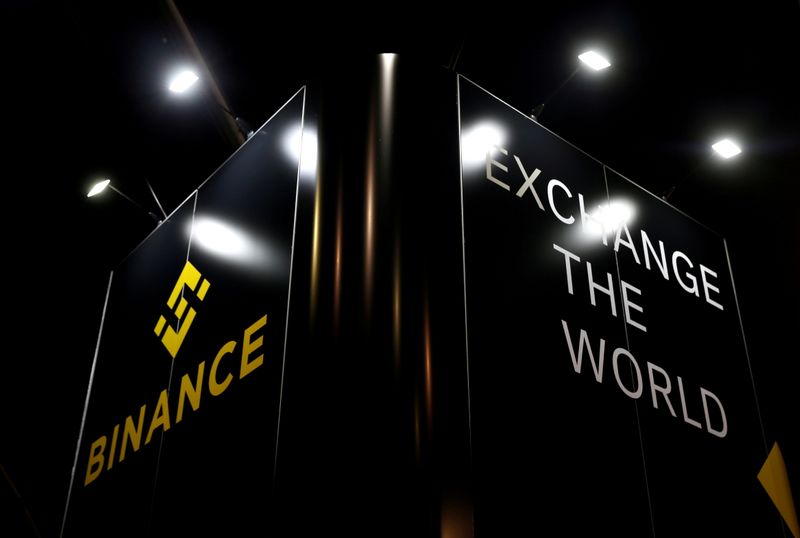 FILE PHOTO: The logo of Binance is seen on their
