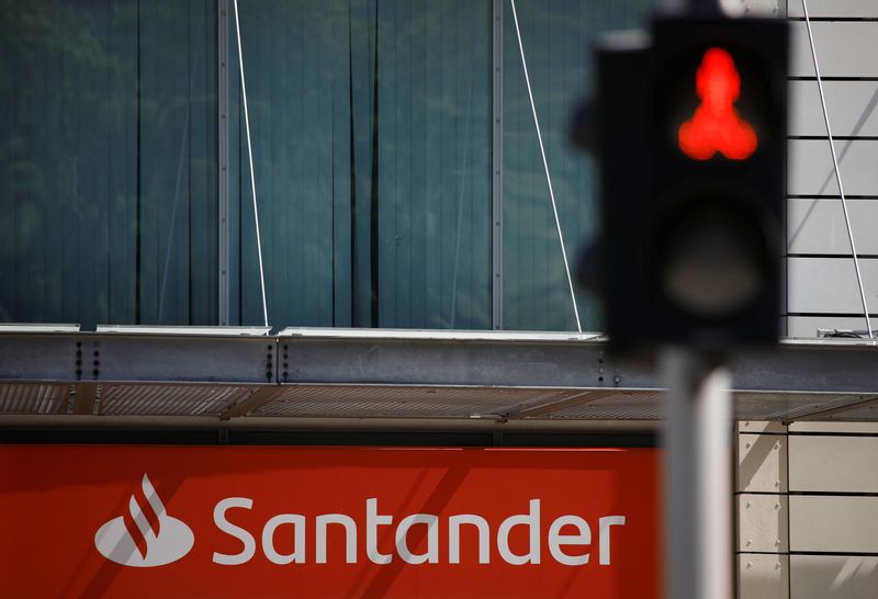 Santander logo is pictured in Warsaw