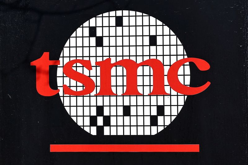 FILE PHOTO: Logo of Taiwan Semiconductor Manufacturing Co (TSMC), in
