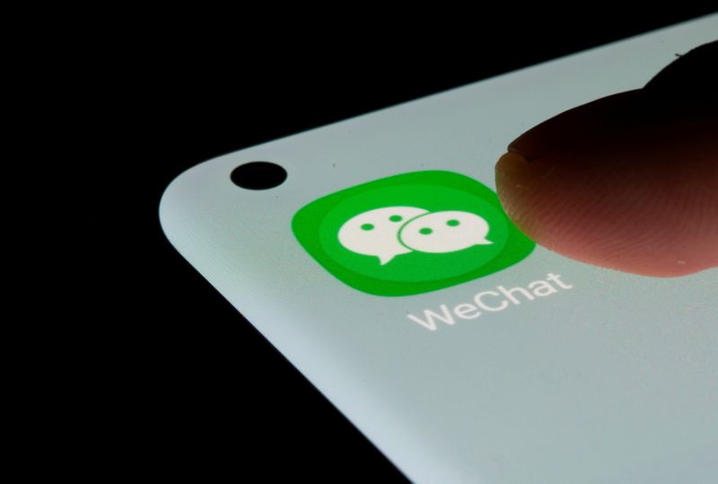 FILE PHOTO: WeChat app is seen on a smartphone in