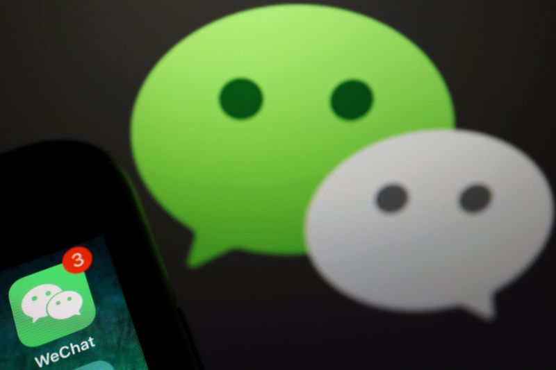 Illustration picture of Wechat app on a mobile phone