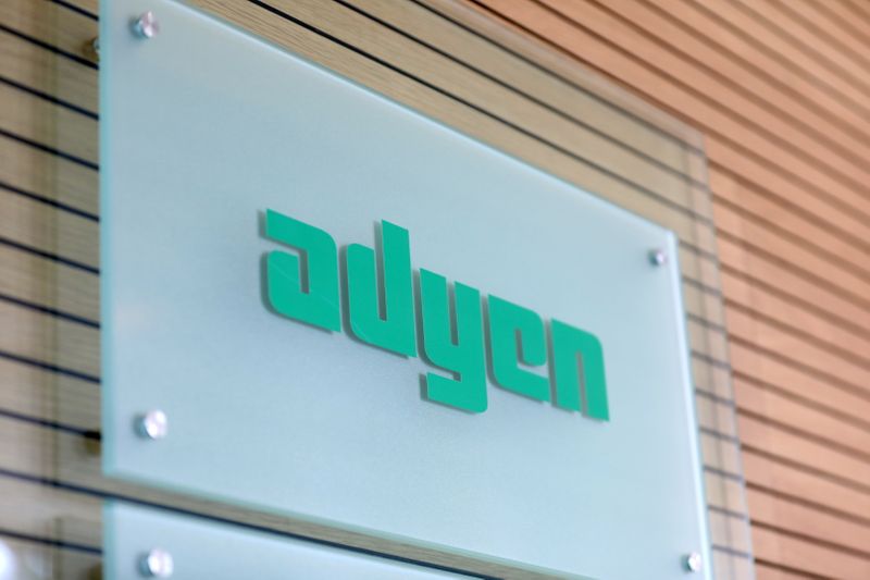 FILE PHOTO: The Adyen logo is seen at the reception