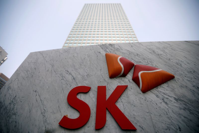 FILE PHOTO: The logo of SK Innovation is seen in