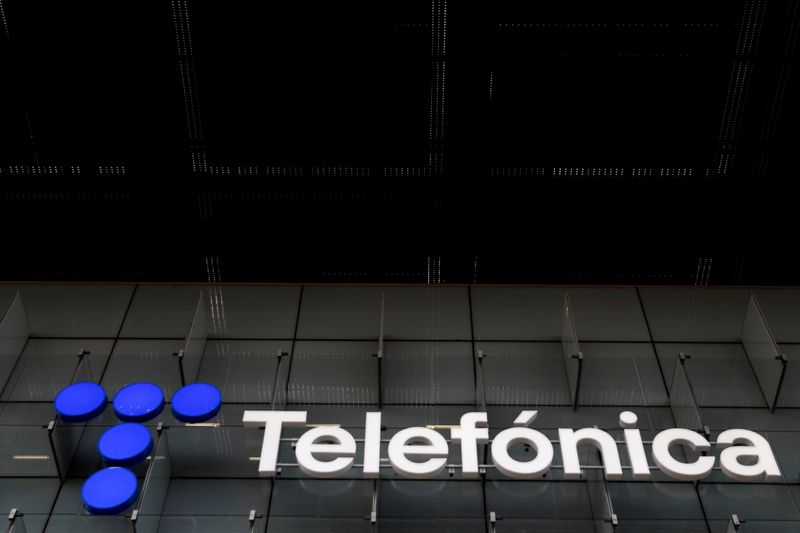 FILE PHOTO: The logo of Spanish Telecom company Telefonica is