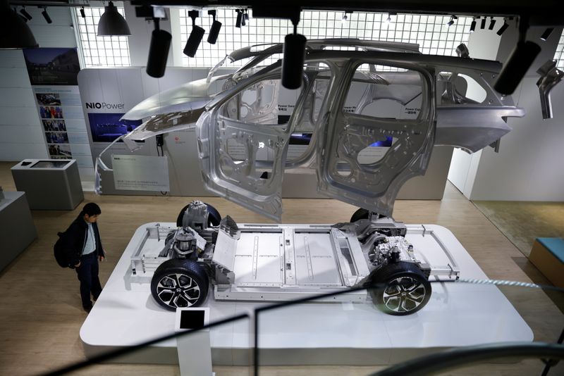 A model of a Nio electric car is displayed at