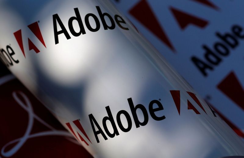 FILE PHOTO: Picture illustration shows Adobe company logos, in Vienna