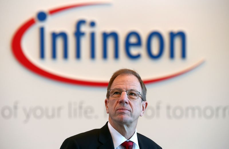 Ploss, CEO of German semiconductor manufacturer Infineon poses before the