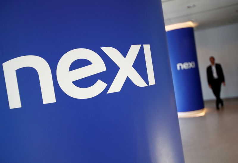 FILE PHOTO: The logo of Italian payments group Nexi is