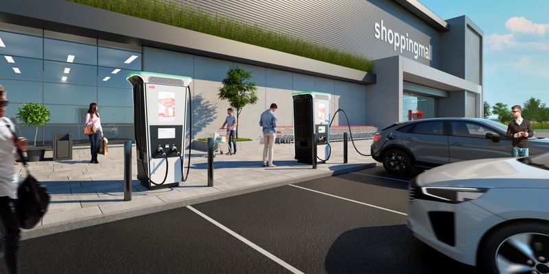 Digital visualization of ABB’s new Terra 360 electric vehicle charger