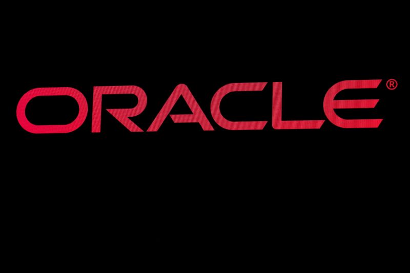 FILE PHOTO: The company logo for Oracle Corp. is displayed