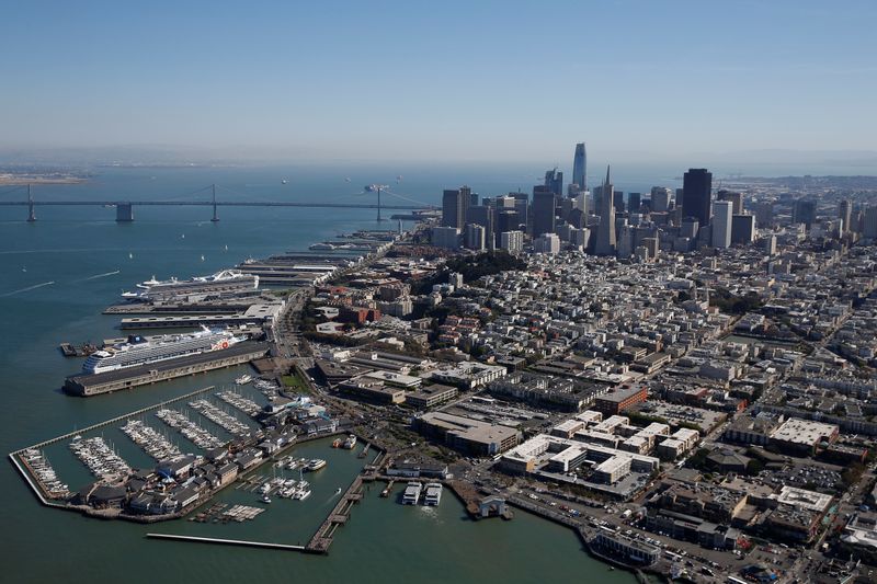A general aerial view of San Francisco is seen in