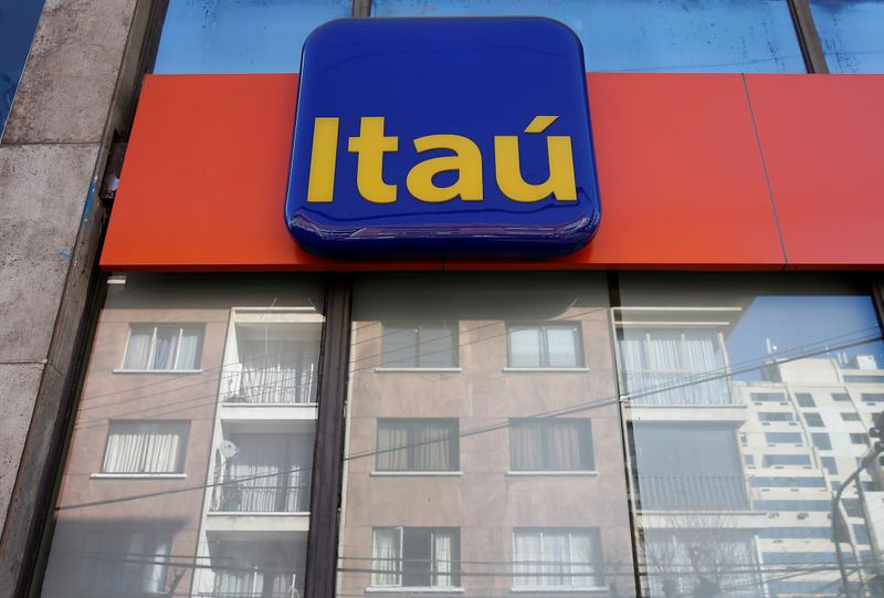 A logo of Itau bank is seen in a branch