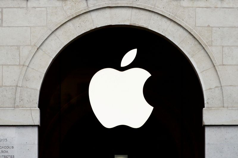 FILE PHOTO: Apple logo is seen on the Apple store