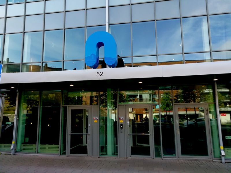 NENT sign is seen at their headquarters in Stockholm