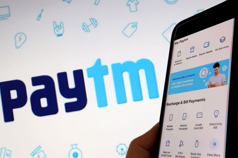 FILE PHOTO: The interface of Indian payments app Paytm is