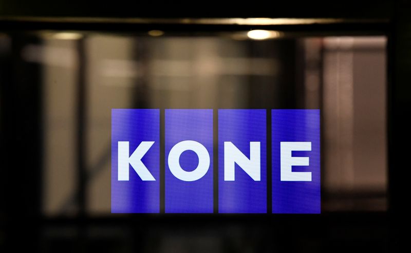 Logo is displayed in an elevator at the KONE Academy