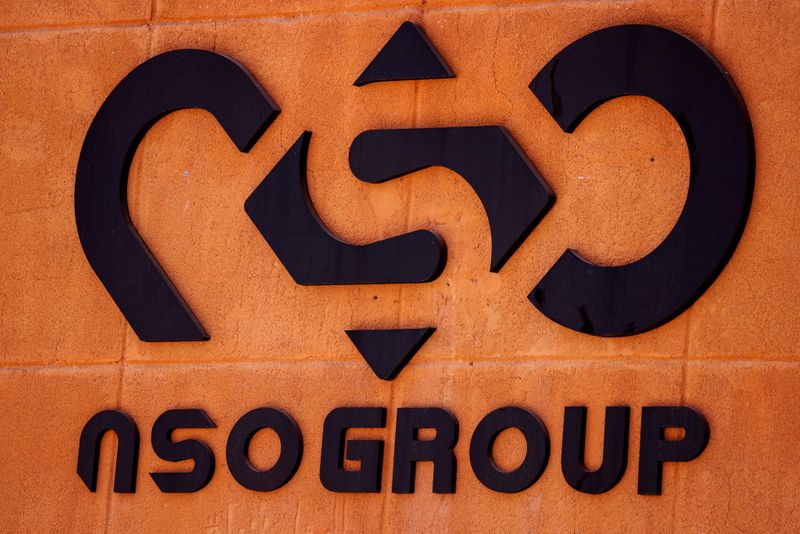 FILE PHOTO: The logo of Israeli cyber firm NSO Group