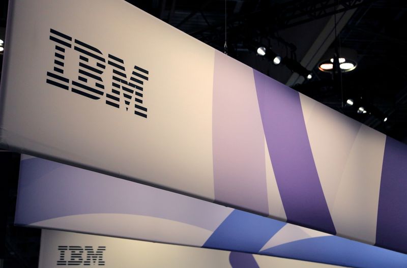 The logo for IBM is seen at the SIBOS banking