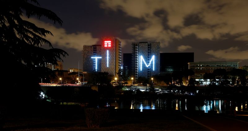 FILE PHOTO: Telecom Italia’s logo for the TIM brand is