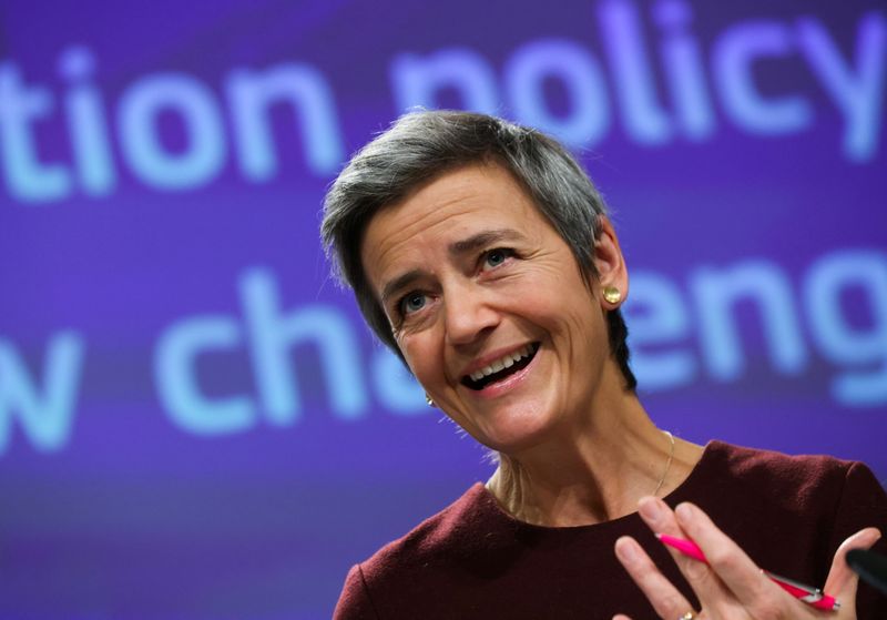 FILE PHOTO: EU Commission Executive Vice-President Vestager presents a review