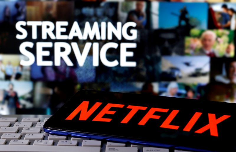 FILE PHOTO: A smartphone with the Netflix logo is seen
