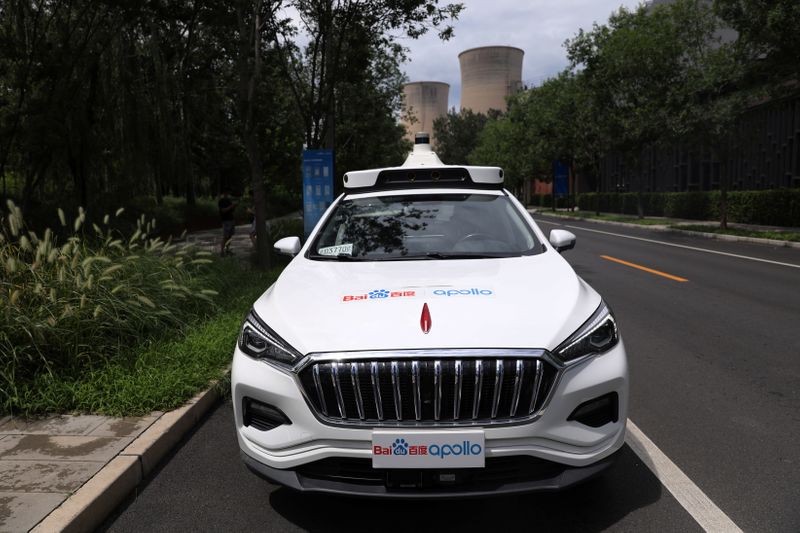 Baidu’s Apollo car with an autonomous driving system, which serves