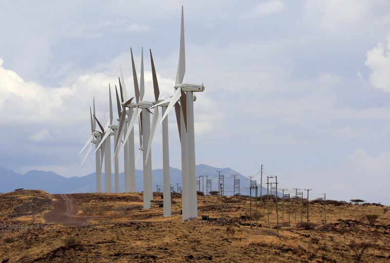 FILE PHOTO: Wind turbines at the Lake Turkana Wind Power