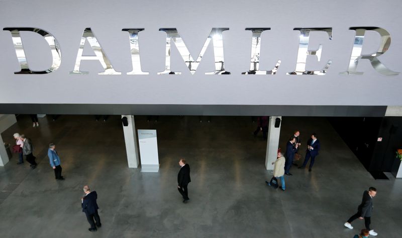 FILE PHOTO: The Daimler logo is seen before the Daimler