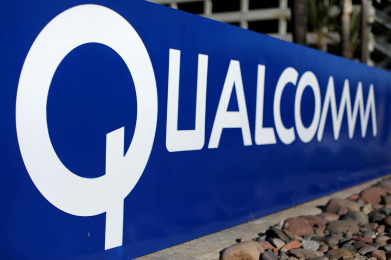 FILE PHOTO: A sign on the Qualcomm campus is seen