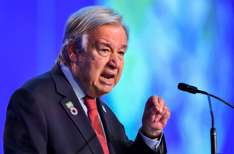 FILE PHOTO: U.N. Secretary General Antonio Guterres speaks at the