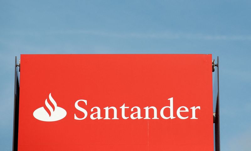 A Santander sign is displayed outside Santander House, in Milton