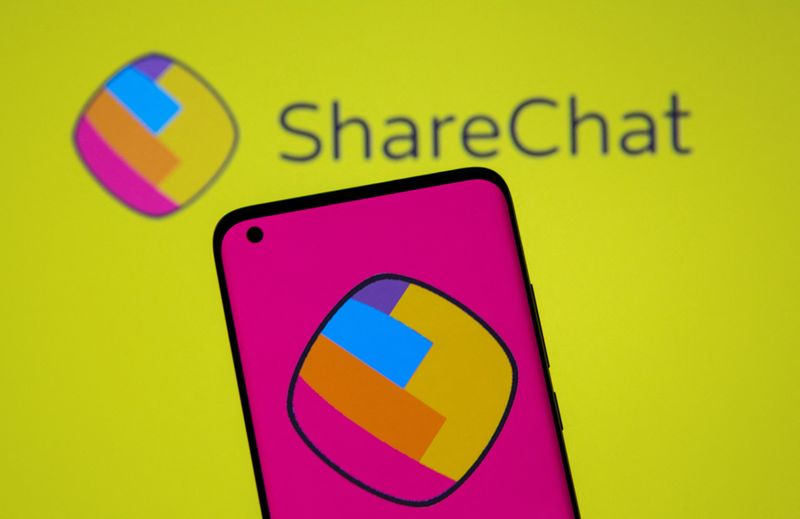 ShareChat logos are seen in this illustration taken