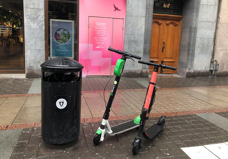 Electric scooters from Swedish startup VOI and U.S. rival Lime