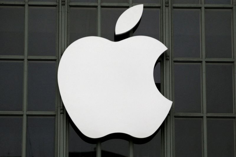 FILE PHOTO: The Apple Inc logo is seen outside the