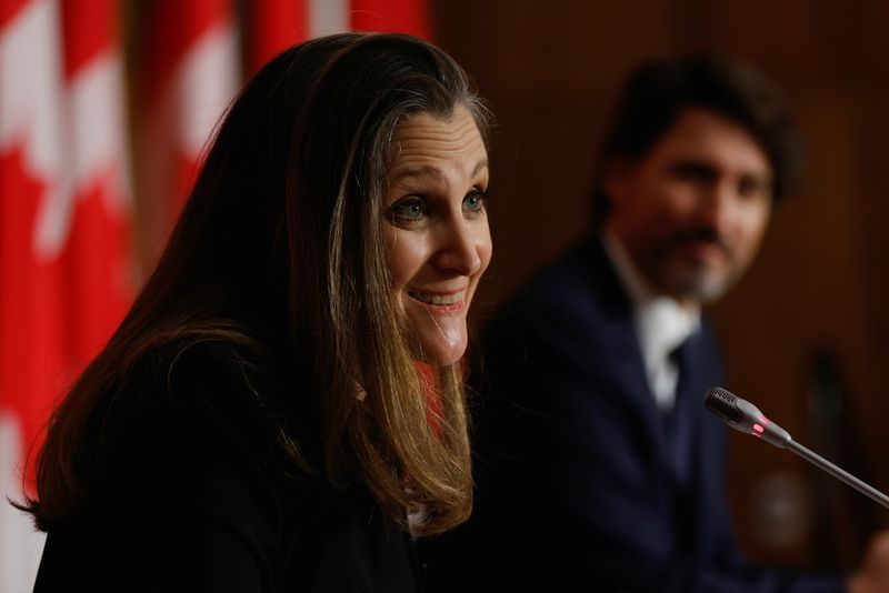 Canada’s Finance Minister Chrystia Freeland and Prime Minister Justin Trudeau