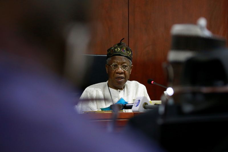 Nigeria’s Information Minister holds news conference on police protests