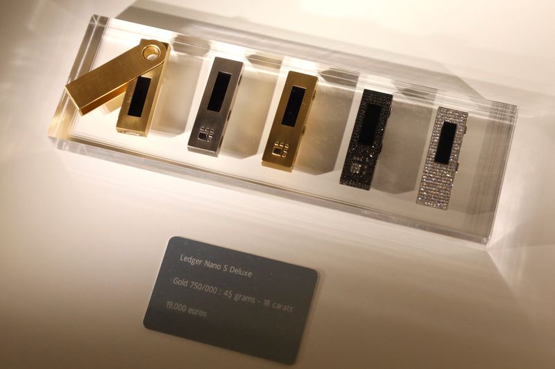 FILE PHOTO: Ledger Nano S cryptocurrency hardware wallets are seen