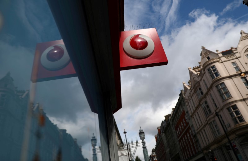 FILE PHOTO: A branded sign is displayed on a Vodafone