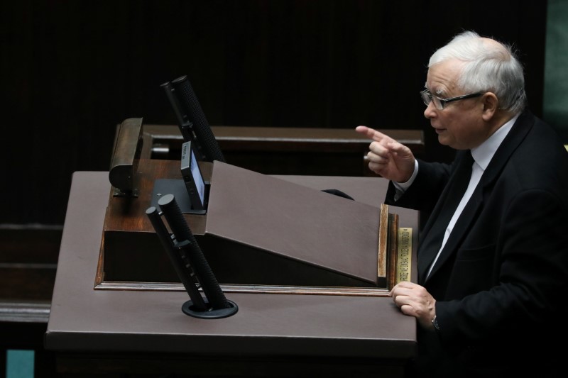 FILE PHOTO: Law and Justice leader Kaczynski attends a parliament